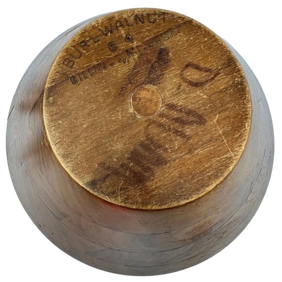 Vintage Burl Walnut 6 4 Salad Bowl With Hanging Utensils MCM Billings Missouri - Picture 4 of 12